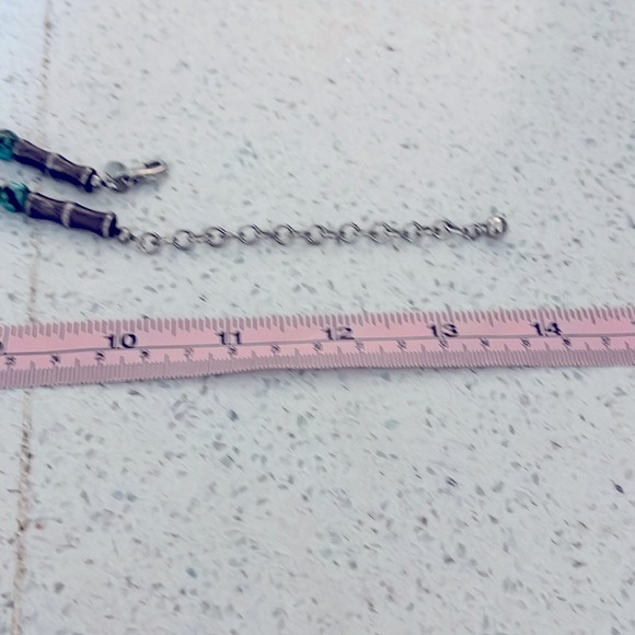 Turquoise & silver tone beach boho necklace w extender clasp - Picture 7 of 9